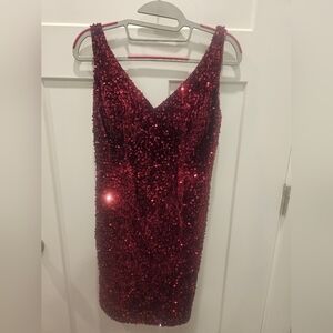VNAIX Burgundy Sequin Bodycon Cocktail Party Dress Women’s Size 6 Sleeveless